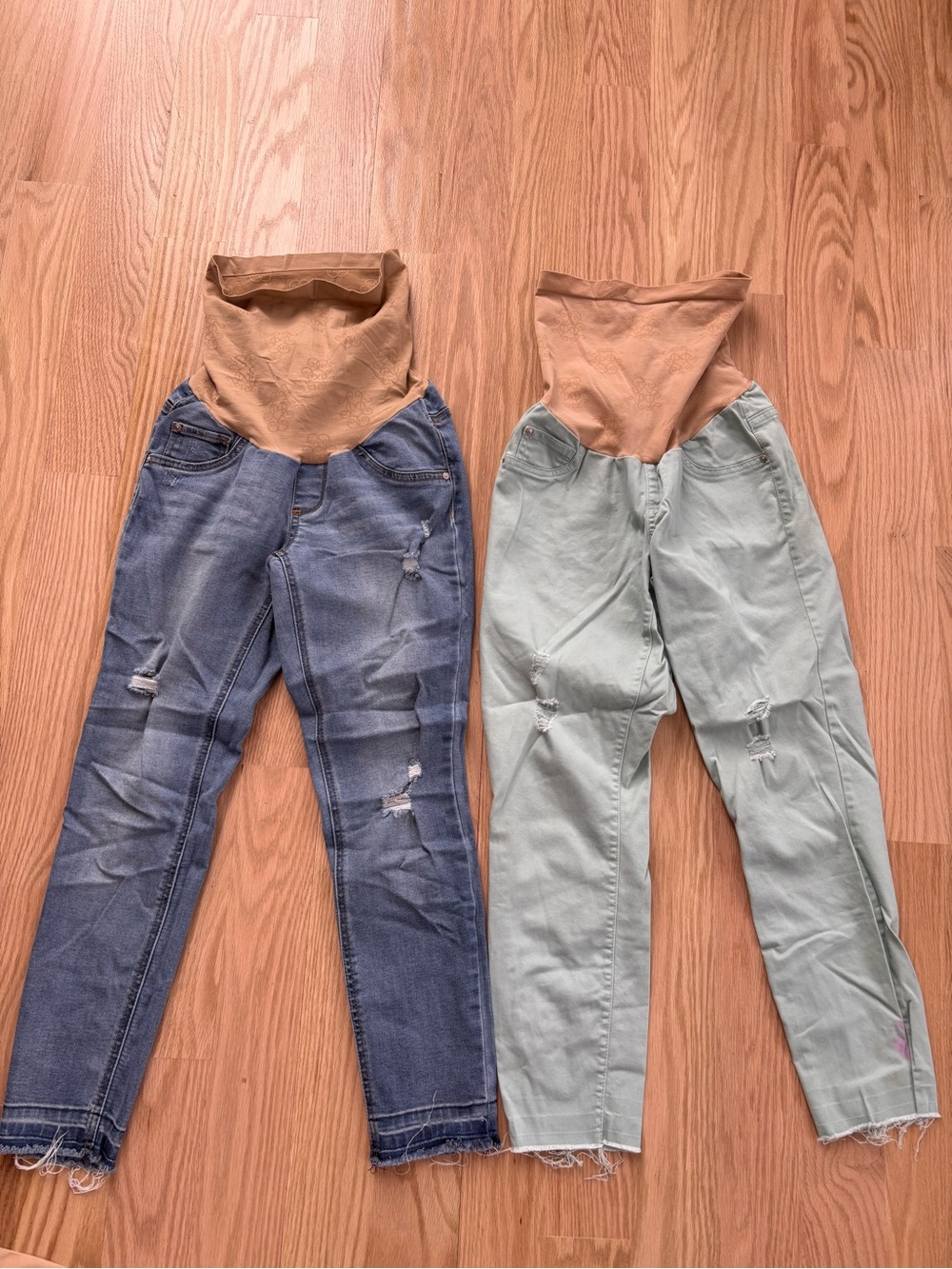 Jessica Simpson Maternity Jeans Duo in Blue Denim and Light Green